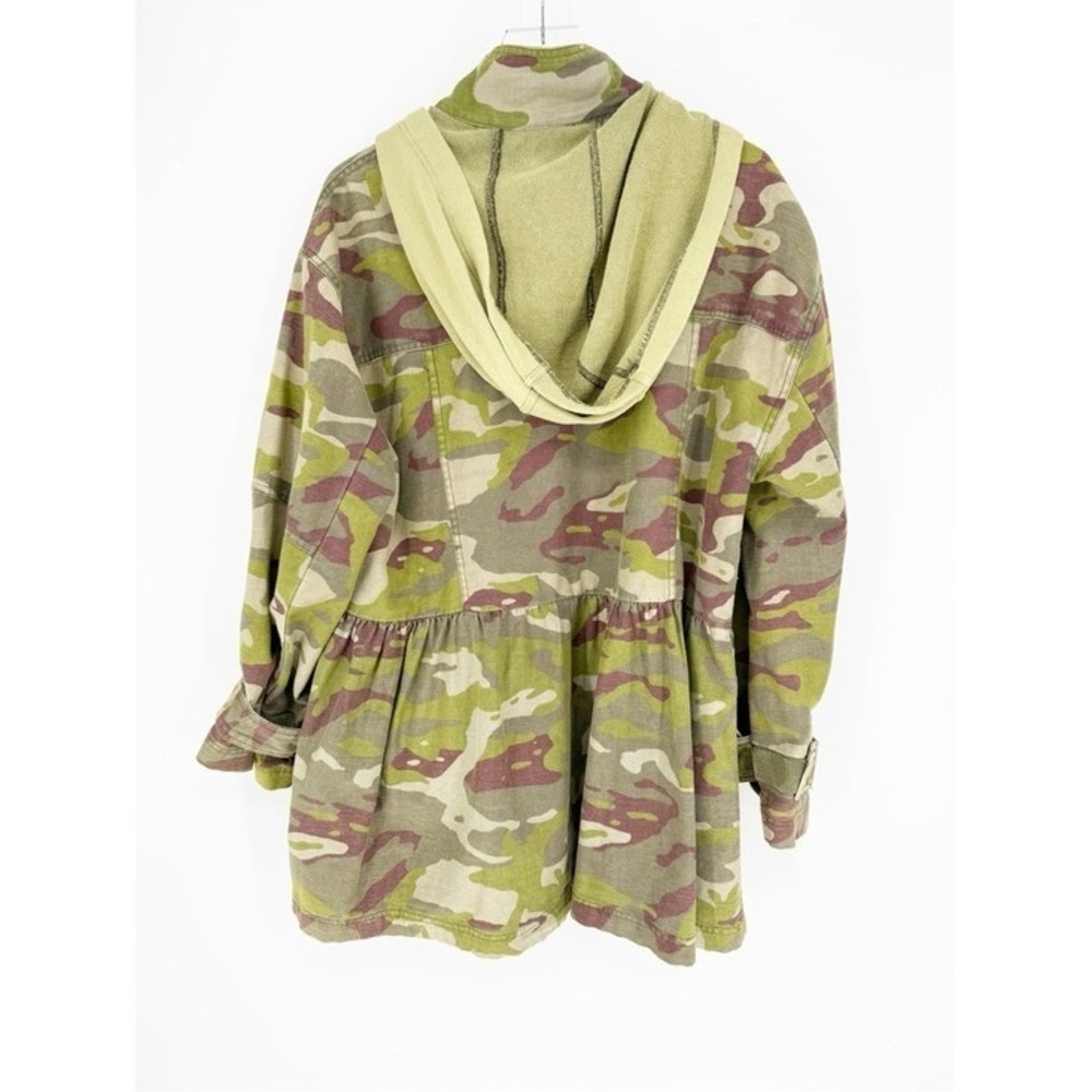 Free People Nocturne Camo Parka Jacket Women's Size S Green Utility Grunge - Picture 2 of 9